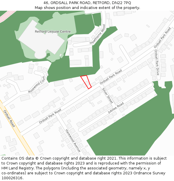 46, ORDSALL PARK ROAD, RETFORD, DN22 7PQ: Location map and indicative extent of plot