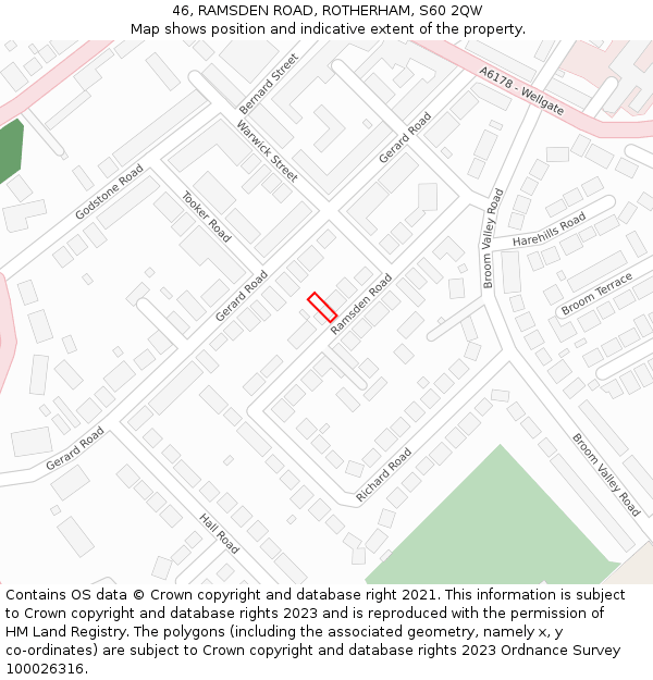 46, RAMSDEN ROAD, ROTHERHAM, S60 2QW: Location map and indicative extent of plot