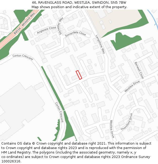 46, RAVENGLASS ROAD, WESTLEA, SWINDON, SN5 7BW: Location map and indicative extent of plot
