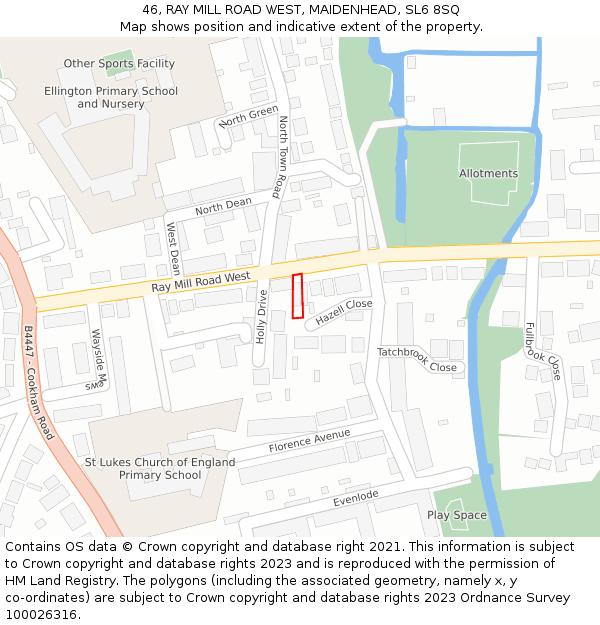 46, RAY MILL ROAD WEST, MAIDENHEAD, SL6 8SQ: Location map and indicative extent of plot