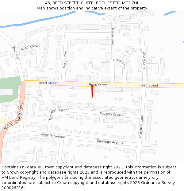46, REED STREET, CLIFFE, ROCHESTER, ME3 7UL: Location map and indicative extent of plot