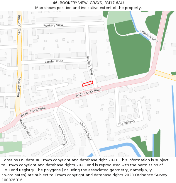 46, ROOKERY VIEW, GRAYS, RM17 6AU: Location map and indicative extent of plot