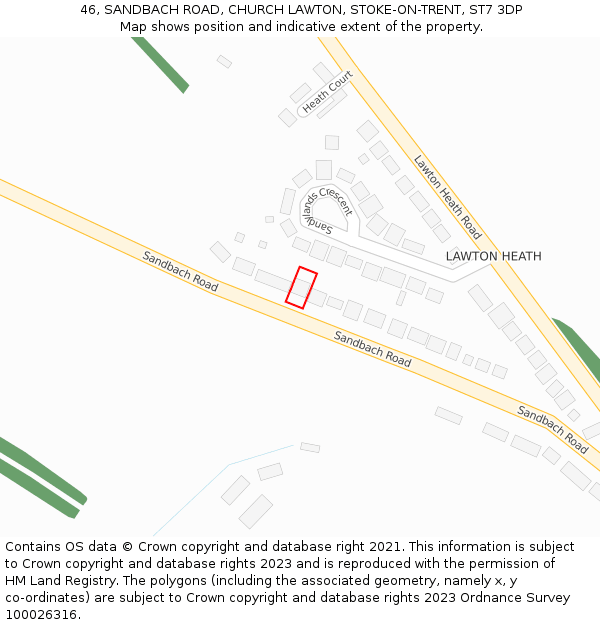 46, SANDBACH ROAD, CHURCH LAWTON, STOKE-ON-TRENT, ST7 3DP: Location map and indicative extent of plot