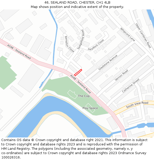 46, SEALAND ROAD, CHESTER, CH1 4LB: Location map and indicative extent of plot
