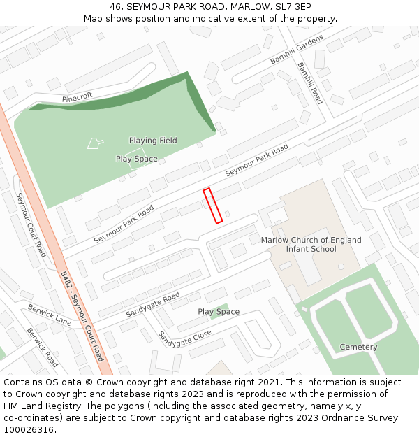 46, SEYMOUR PARK ROAD, MARLOW, SL7 3EP: Location map and indicative extent of plot