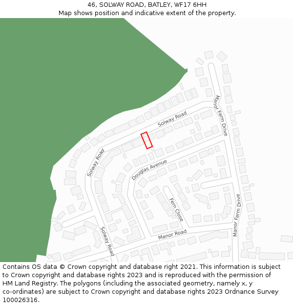 46, SOLWAY ROAD, BATLEY, WF17 6HH: Location map and indicative extent of plot