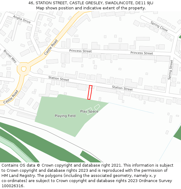 46, STATION STREET, CASTLE GRESLEY, SWADLINCOTE, DE11 9JU: Location map and indicative extent of plot
