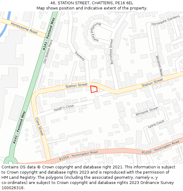 46, STATION STREET, CHATTERIS, PE16 6EL: Location map and indicative extent of plot