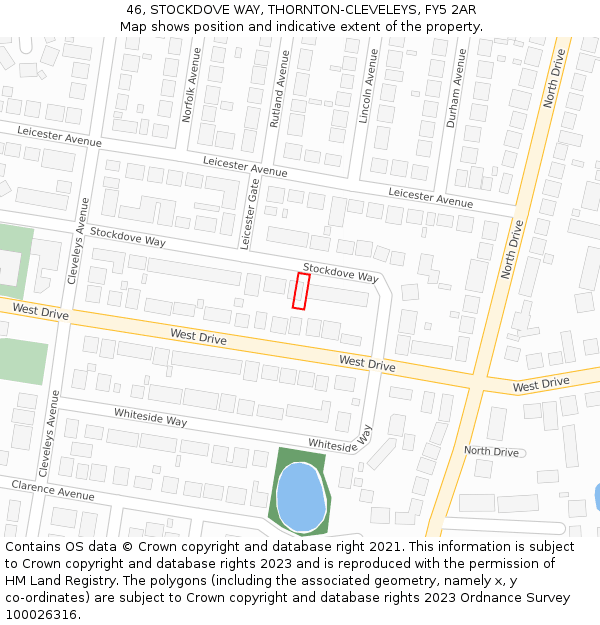 46, STOCKDOVE WAY, THORNTON-CLEVELEYS, FY5 2AR: Location map and indicative extent of plot