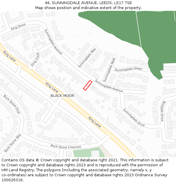 46, SUNNINGDALE AVENUE, LEEDS, LS17 7SE: Location map and indicative extent of plot