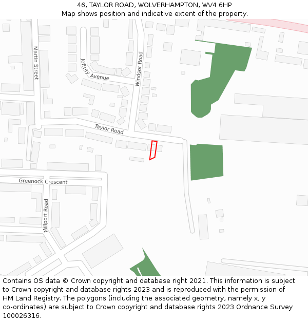 46, TAYLOR ROAD, WOLVERHAMPTON, WV4 6HP: Location map and indicative extent of plot