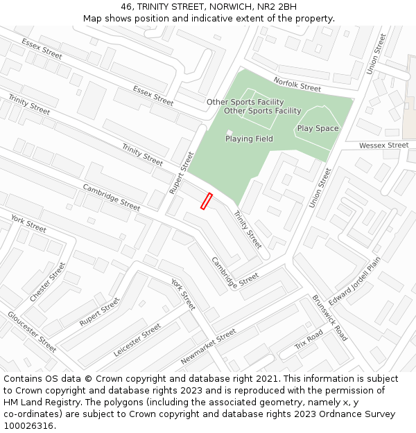 46, TRINITY STREET, NORWICH, NR2 2BH: Location map and indicative extent of plot