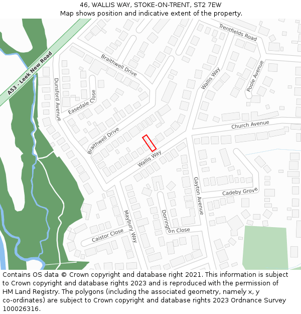 46, WALLIS WAY, STOKE-ON-TRENT, ST2 7EW: Location map and indicative extent of plot