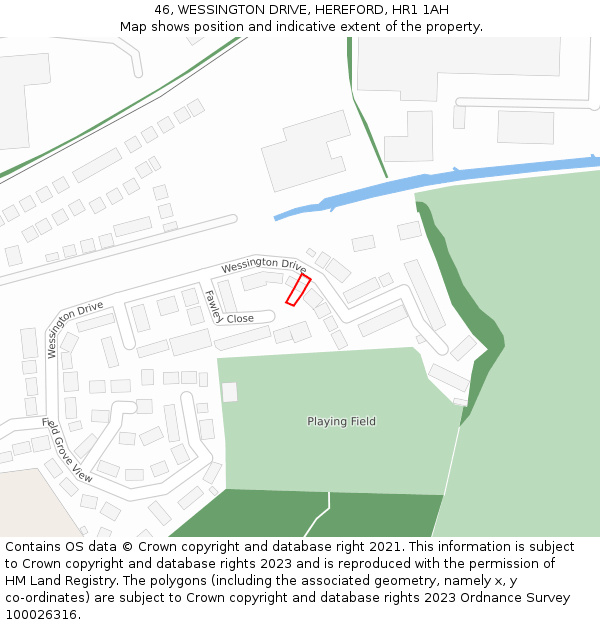 46, WESSINGTON DRIVE, HEREFORD, HR1 1AH: Location map and indicative extent of plot