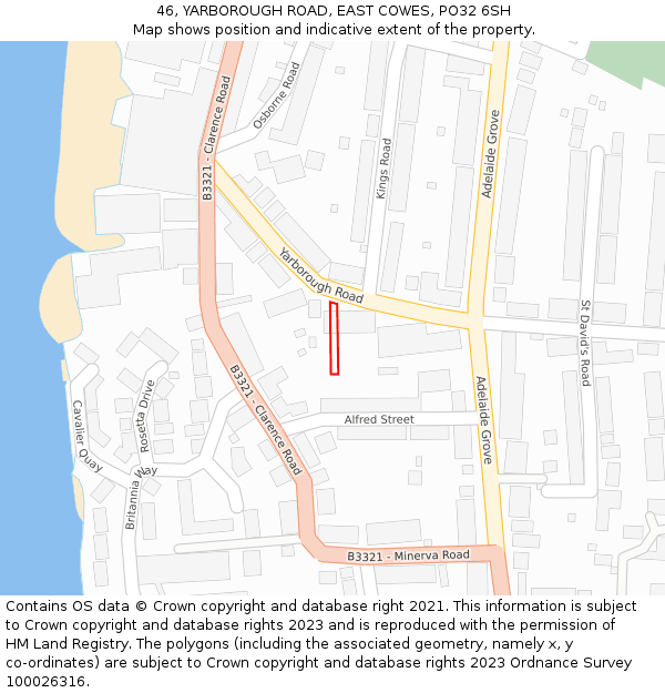 46, YARBOROUGH ROAD, EAST COWES, PO32 6SH: Location map and indicative extent of plot