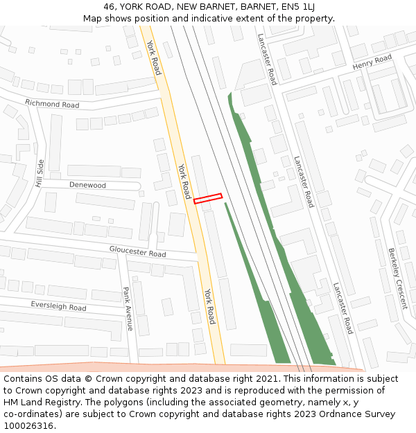 46, YORK ROAD, NEW BARNET, BARNET, EN5 1LJ: Location map and indicative extent of plot