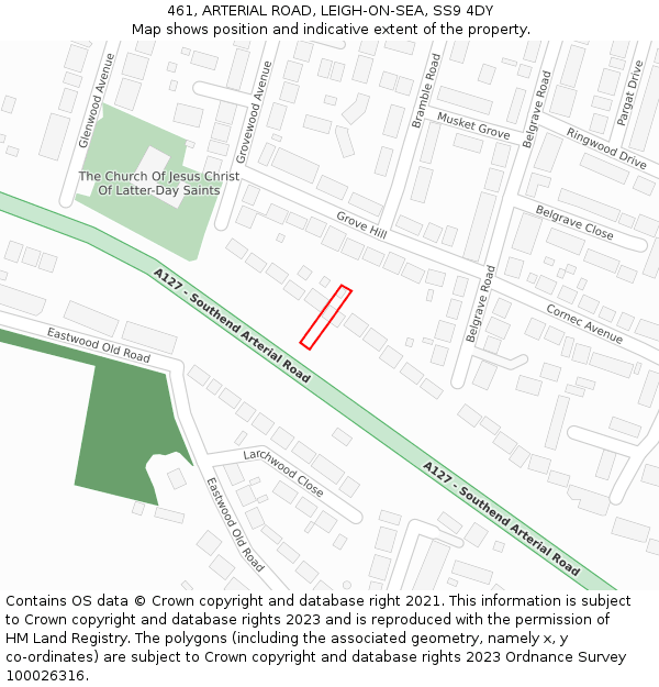 461, ARTERIAL ROAD, LEIGH-ON-SEA, SS9 4DY: Location map and indicative extent of plot