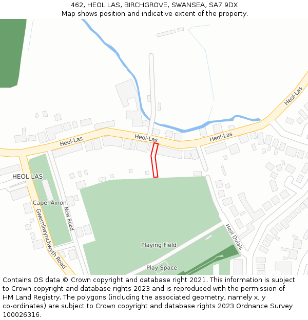 462, HEOL LAS, BIRCHGROVE, SWANSEA, SA7 9DX: Location map and indicative extent of plot