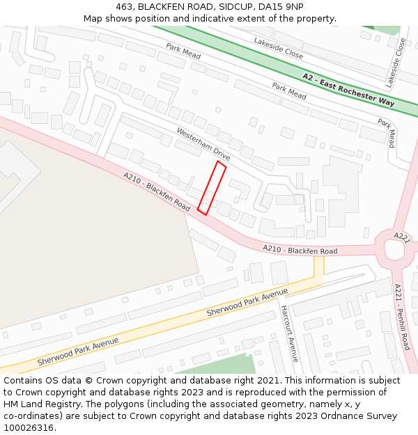 463, BLACKFEN ROAD, SIDCUP, DA15 9NP: Location map and indicative extent of plot