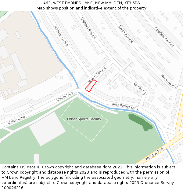 463, WEST BARNES LANE, NEW MALDEN, KT3 6PA: Location map and indicative extent of plot