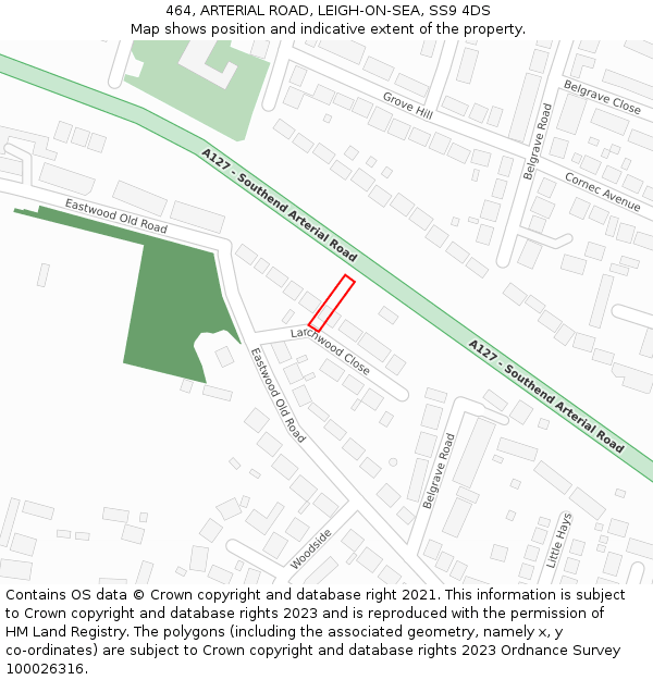 464, ARTERIAL ROAD, LEIGH-ON-SEA, SS9 4DS: Location map and indicative extent of plot