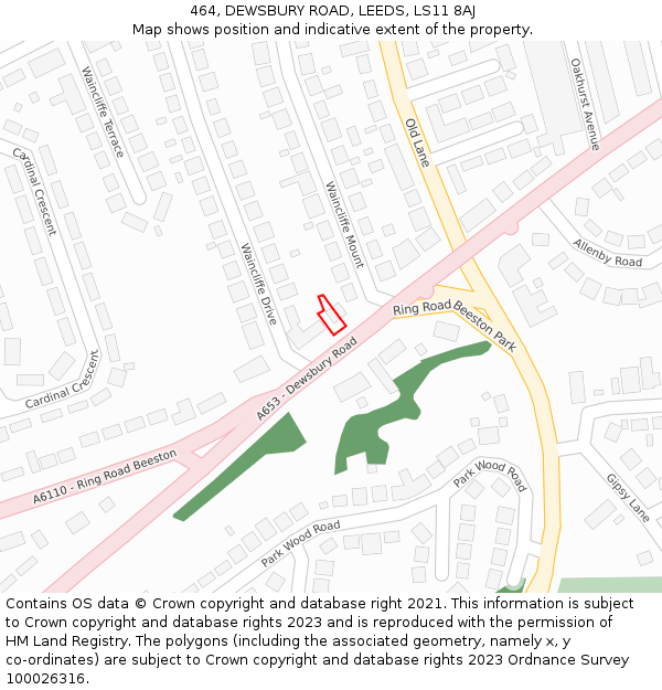 464, DEWSBURY ROAD, LEEDS, LS11 8AJ: Location map and indicative extent of plot