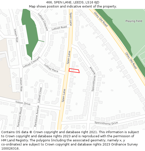 466, SPEN LANE, LEEDS, LS16 6JD: Location map and indicative extent of plot
