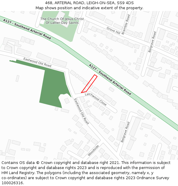 468, ARTERIAL ROAD, LEIGH-ON-SEA, SS9 4DS: Location map and indicative extent of plot