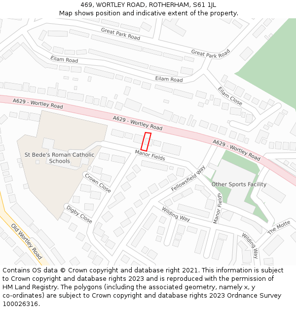 469, WORTLEY ROAD, ROTHERHAM, S61 1JL: Location map and indicative extent of plot