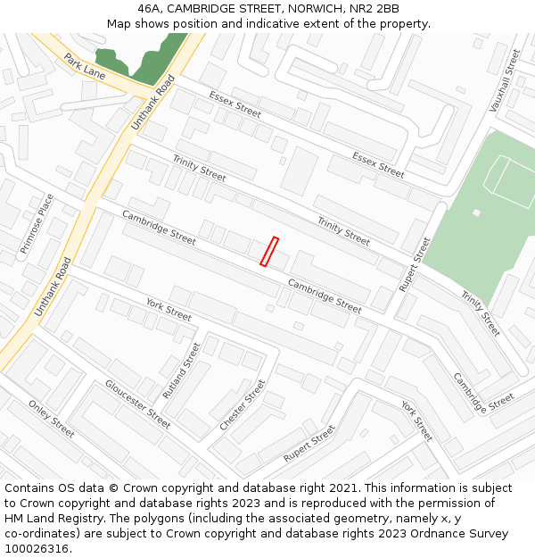 46A, CAMBRIDGE STREET, NORWICH, NR2 2BB: Location map and indicative extent of plot