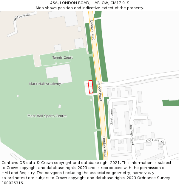 46A, LONDON ROAD, HARLOW, CM17 9LS: Location map and indicative extent of plot