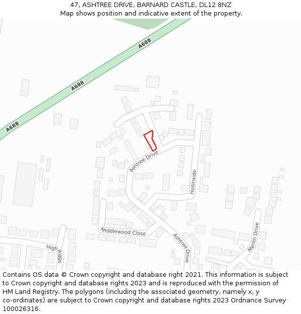 47, ASHTREE DRIVE, BARNARD CASTLE, DL12 8NZ: Location map and indicative extent of plot