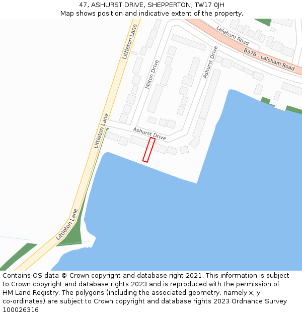 47, ASHURST DRIVE, SHEPPERTON, TW17 0JH: Location map and indicative extent of plot