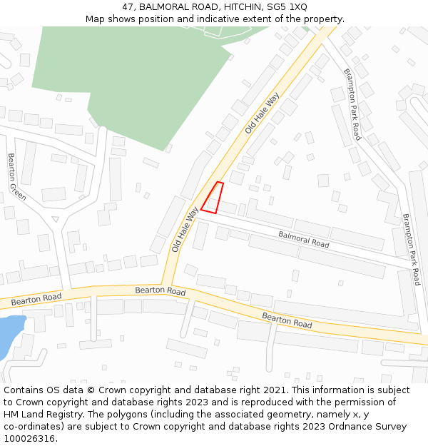 47, BALMORAL ROAD, HITCHIN, SG5 1XQ: Location map and indicative extent of plot