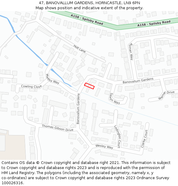 47, BANOVALLUM GARDENS, HORNCASTLE, LN9 6PN: Location map and indicative extent of plot