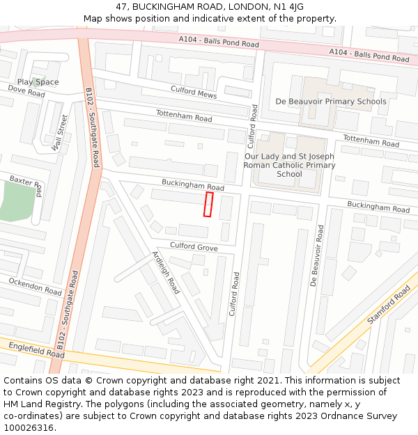 47, BUCKINGHAM ROAD, LONDON, N1 4JG: Location map and indicative extent of plot