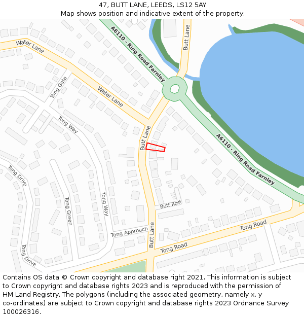 47, BUTT LANE, LEEDS, LS12 5AY: Location map and indicative extent of plot