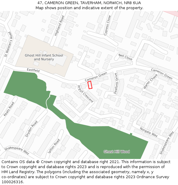 47, CAMERON GREEN, TAVERHAM, NORWICH, NR8 6UA: Location map and indicative extent of plot
