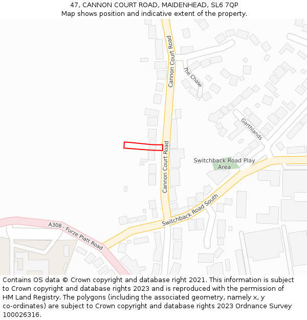 47, CANNON COURT ROAD, MAIDENHEAD, SL6 7QP: Location map and indicative extent of plot