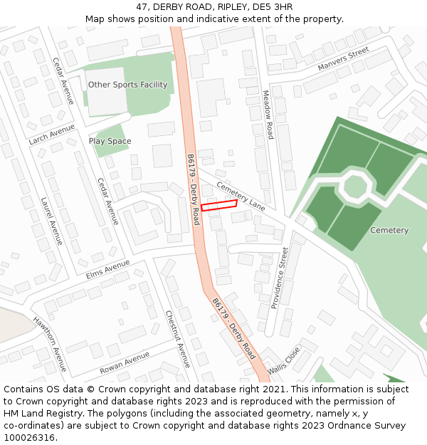47, DERBY ROAD, RIPLEY, DE5 3HR: Location map and indicative extent of plot