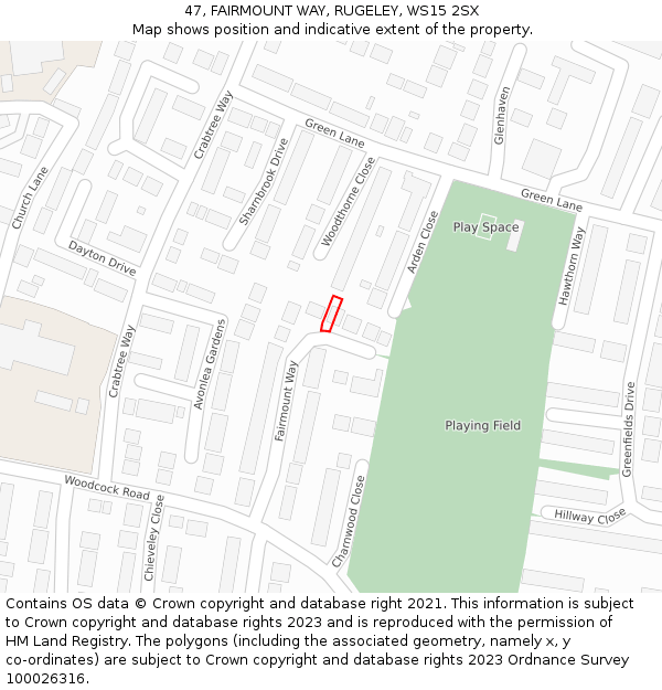 47, FAIRMOUNT WAY, RUGELEY, WS15 2SX: Location map and indicative extent of plot