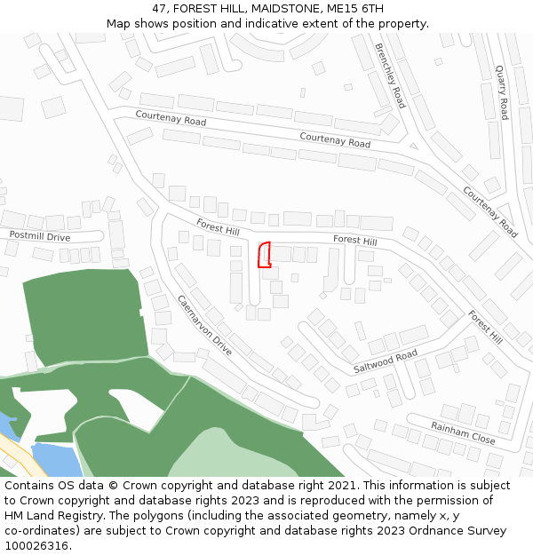47, FOREST HILL, MAIDSTONE, ME15 6TH: Location map and indicative extent of plot