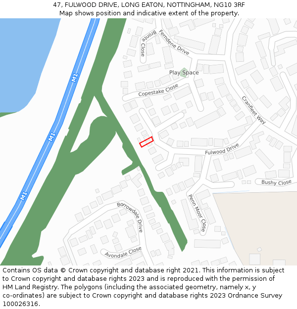 47, FULWOOD DRIVE, LONG EATON, NOTTINGHAM, NG10 3RF: Location map and indicative extent of plot