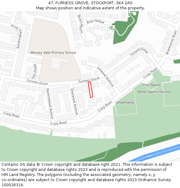 47, FURNESS GROVE, STOCKPORT, SK4 2AS: Location map and indicative extent of plot