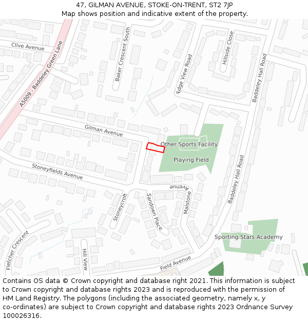 47, GILMAN AVENUE, STOKE-ON-TRENT, ST2 7JP: Location map and indicative extent of plot