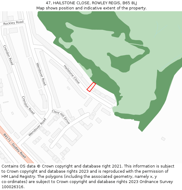 47, HAILSTONE CLOSE, ROWLEY REGIS, B65 8LJ: Location map and indicative extent of plot