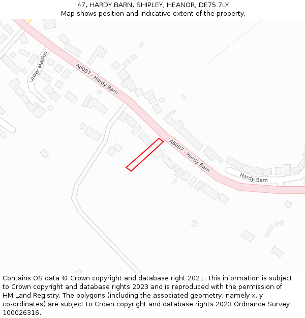47, HARDY BARN, SHIPLEY, HEANOR, DE75 7LY: Location map and indicative extent of plot