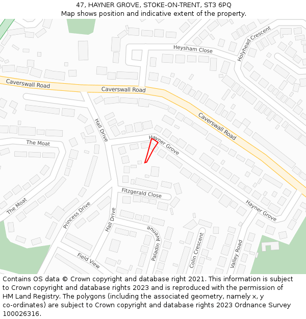 47, HAYNER GROVE, STOKE-ON-TRENT, ST3 6PQ: Location map and indicative extent of plot