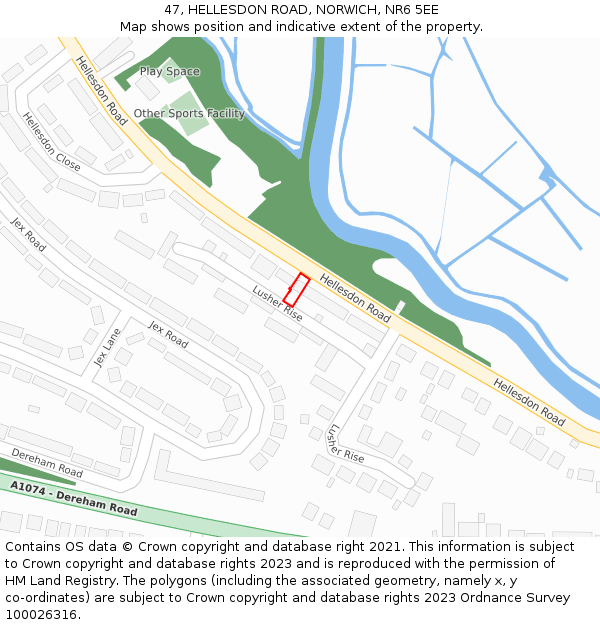 47, HELLESDON ROAD, NORWICH, NR6 5EE: Location map and indicative extent of plot