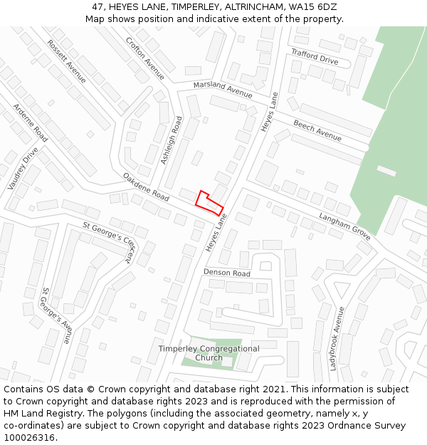47, HEYES LANE, TIMPERLEY, ALTRINCHAM, WA15 6DZ: Location map and indicative extent of plot